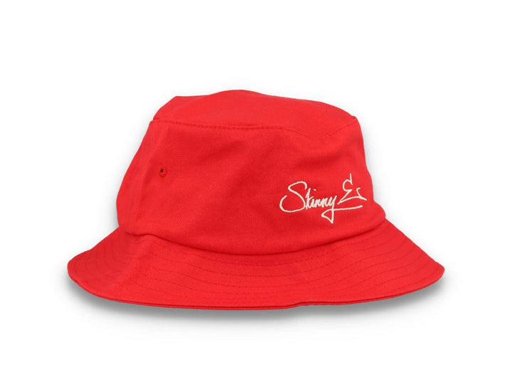 Skinny E Bucket Hat Red/White - LOKK