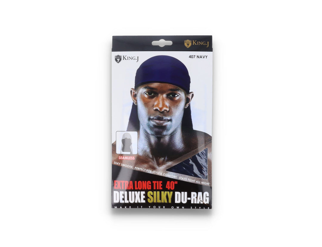 Deluxe Silky Satin Durag Navy Blue - King J - LOKK