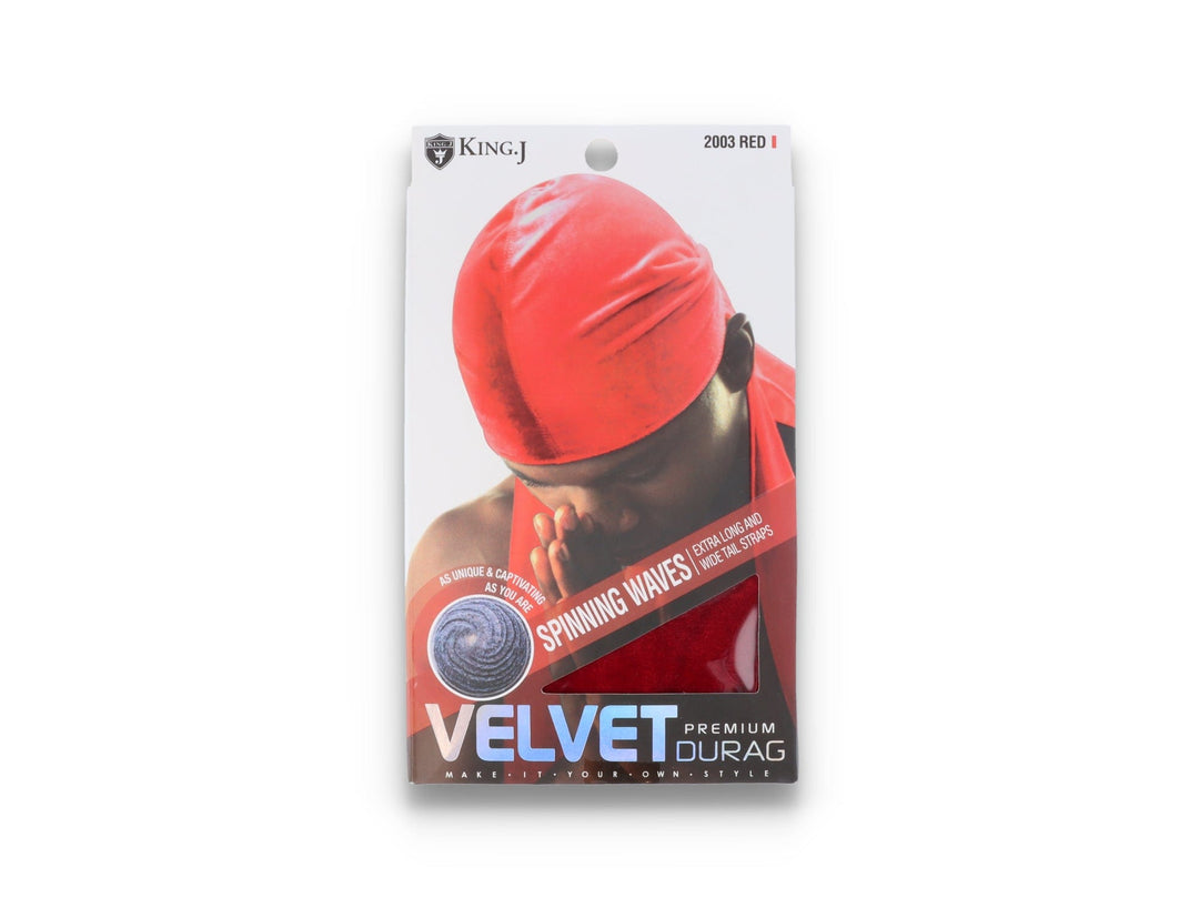 King J Premium Velvet Durag Red - LOKK
