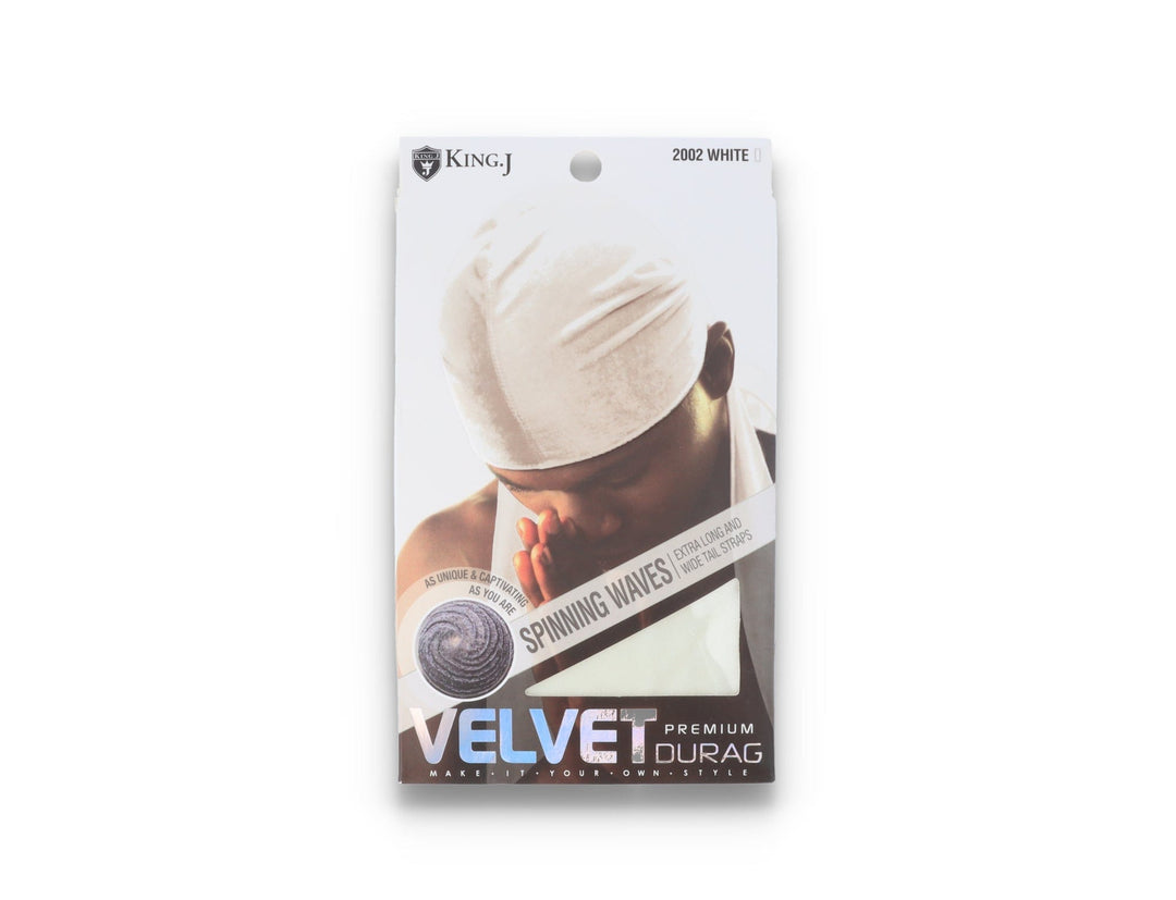 King J Premium Velvet Durag White - LOKK
