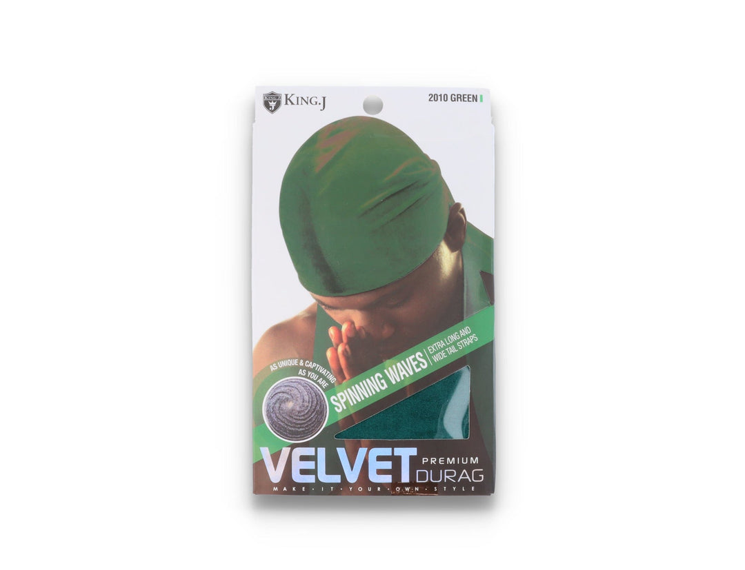 King J Premium Velvet Durag Green - LOKK