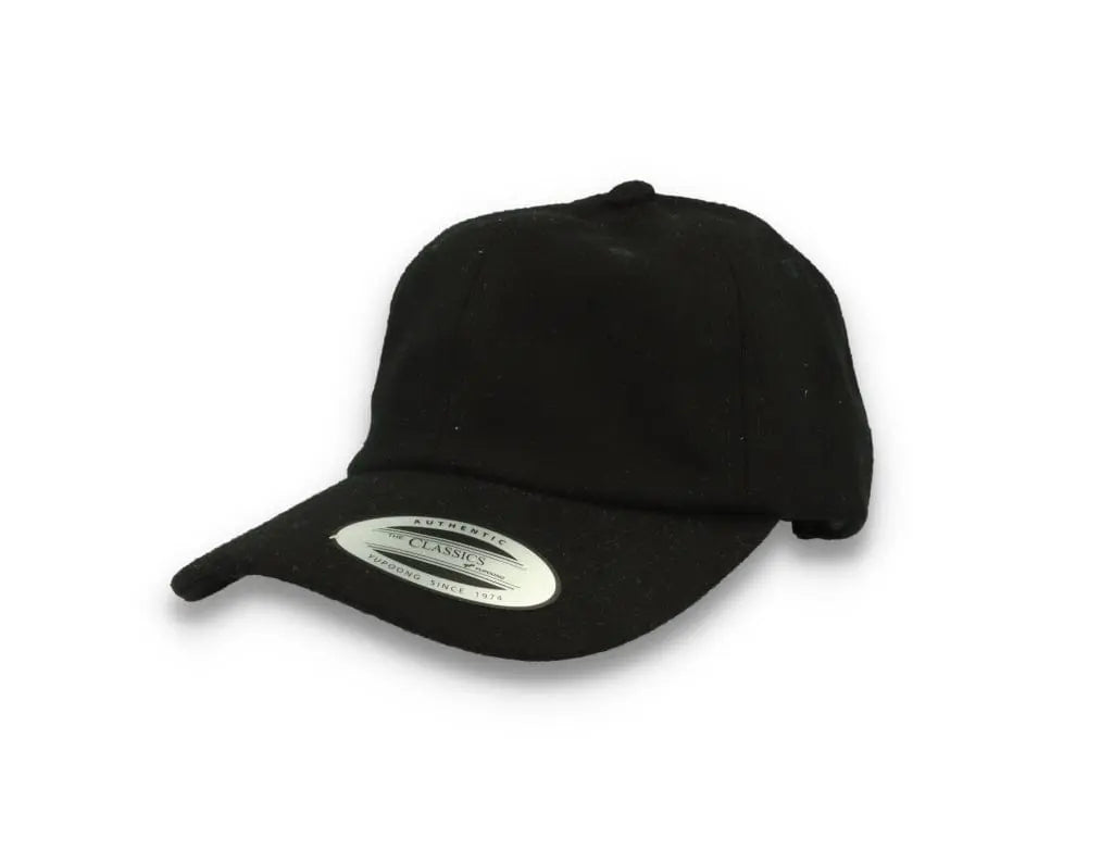 Low Profile Melton Wool Dad Cap Flexfit 6245MW Black - LOKK