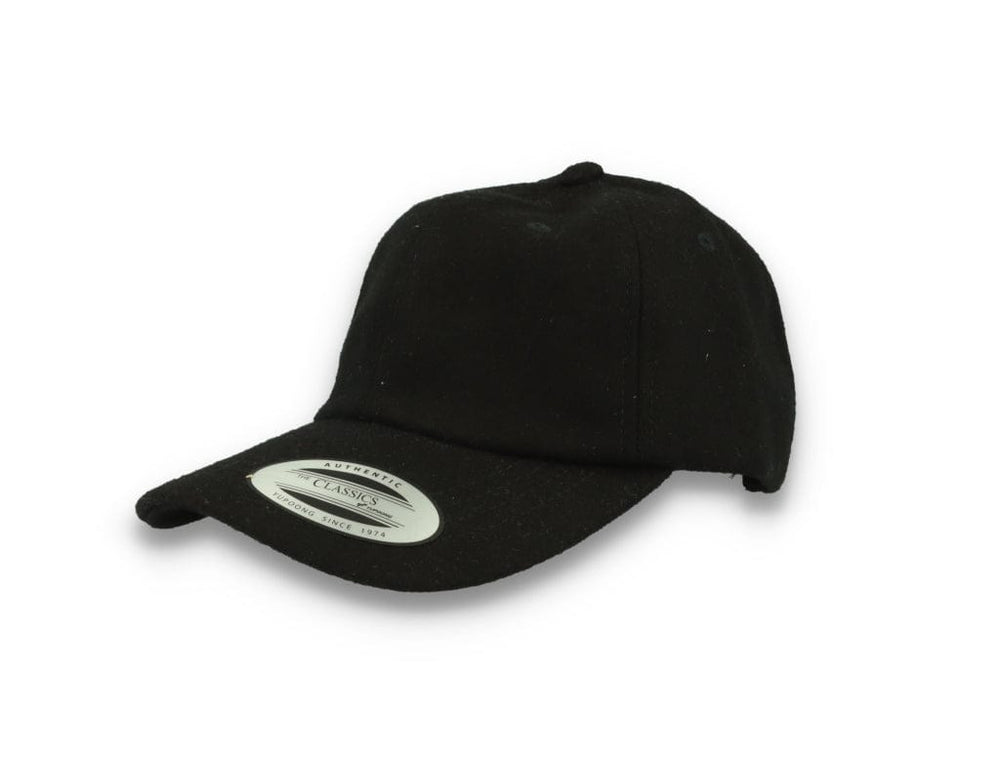 Low Profile Melton Wool Dad Cap Flexfit 6245MW Black - LOKK