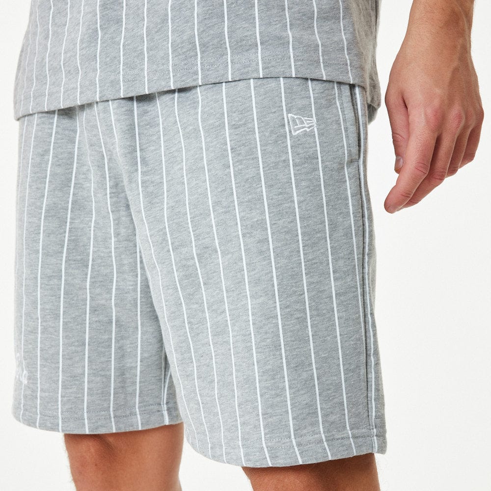 New Era Pinstripe Shorts Heather Grey - LOKK