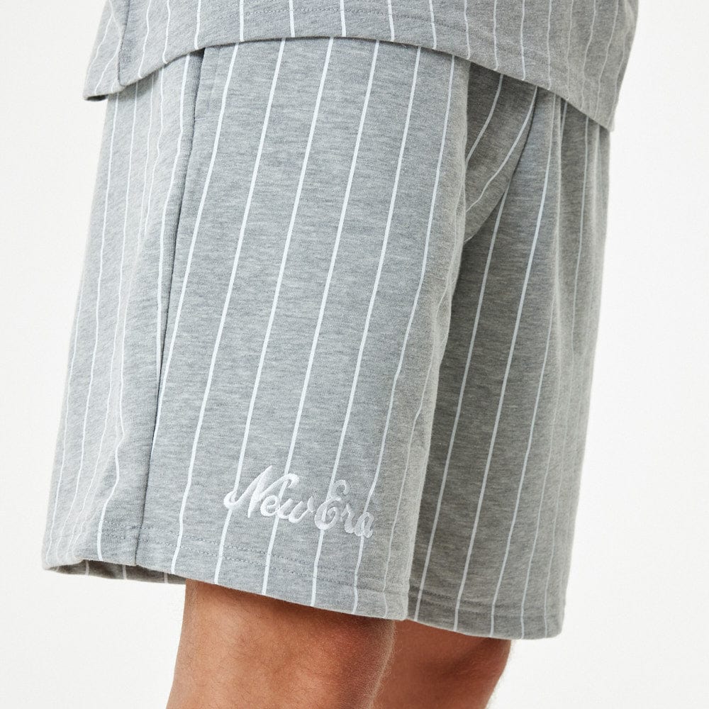 New Era Pinstripe Shorts Heather Grey - LOKK