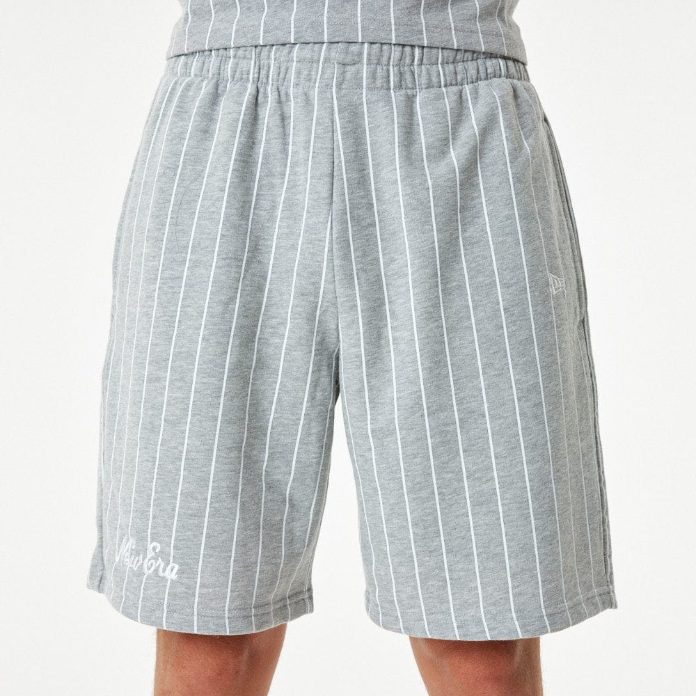 New Era Pinstripe Shorts Heather Grey - LOKK