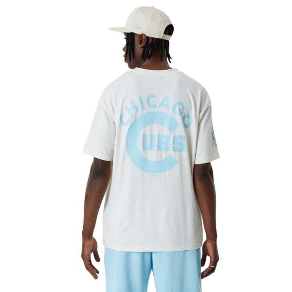 MLB Pastel Over Size Tee Chicago Cubs White/Blue - LOKK