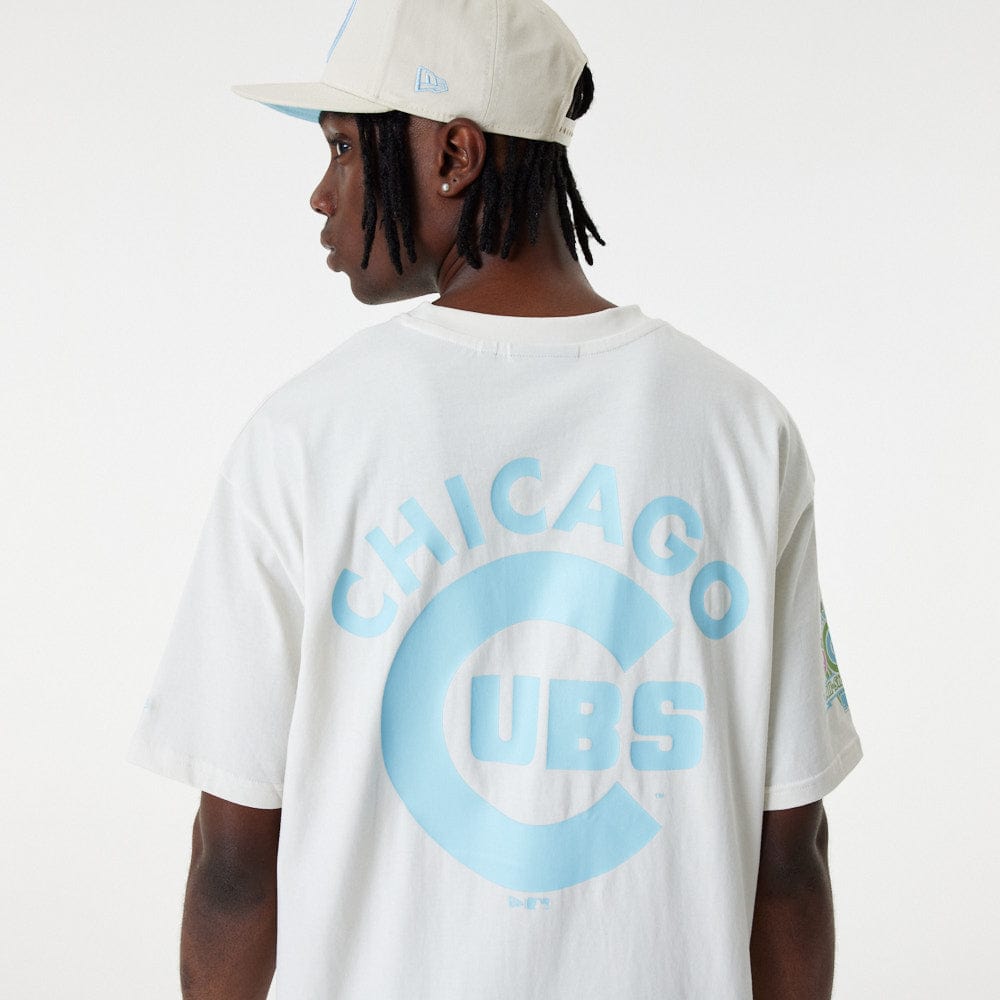 MLB Pastel Over Size Tee Chicago Cubs White/Blue - LOKK