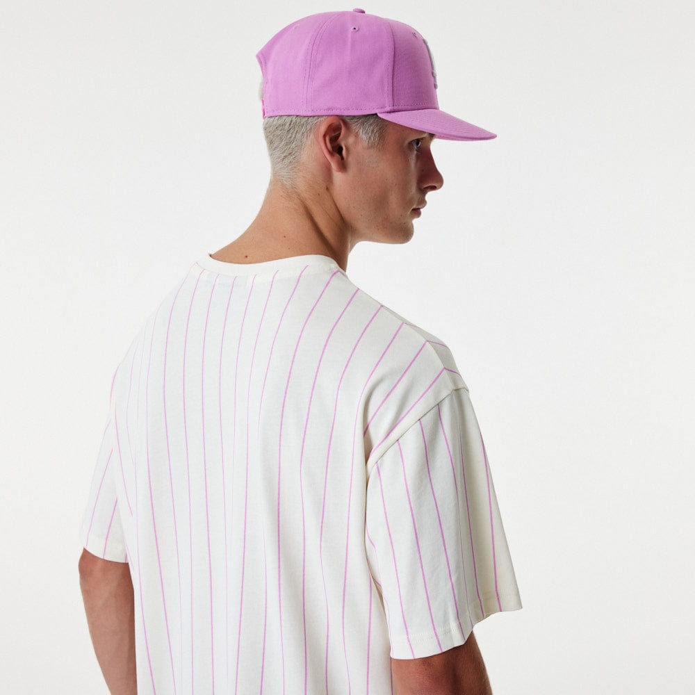 New Era Pinstripe Over Size Tee Off White - LOKK