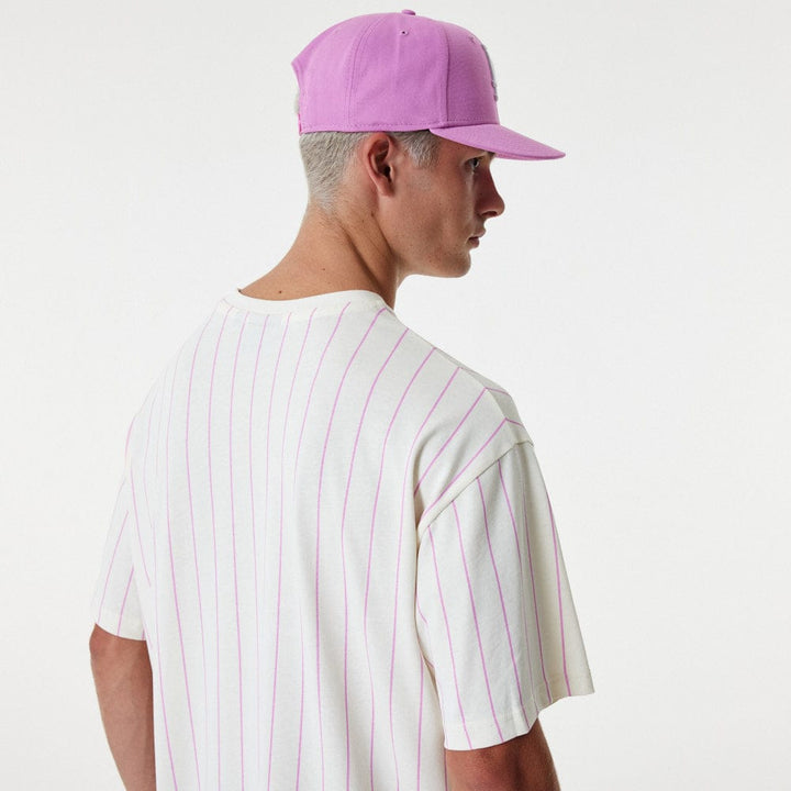 New Era Pinstripe Over Size Tee Off White - LOKK