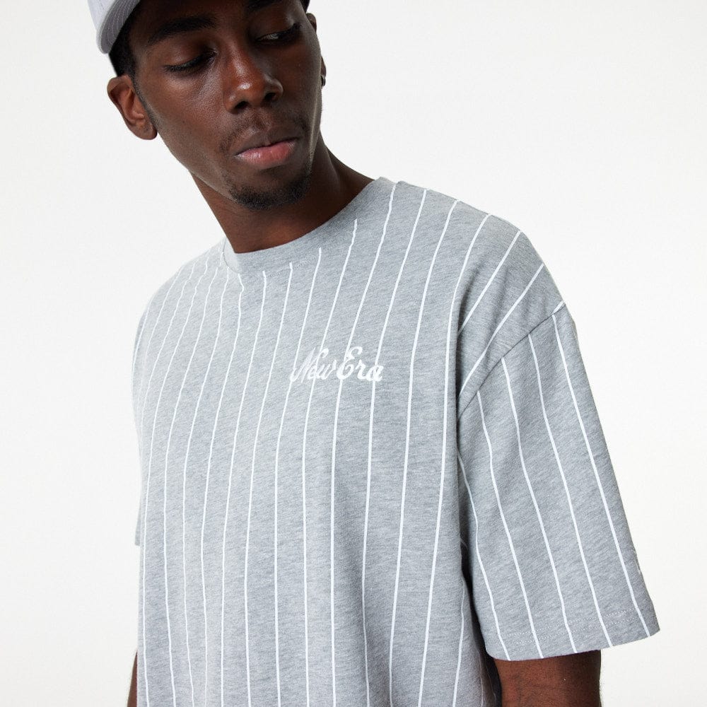 New Era Pinstripe Over Size New Era Heather Grey/White - LOKK