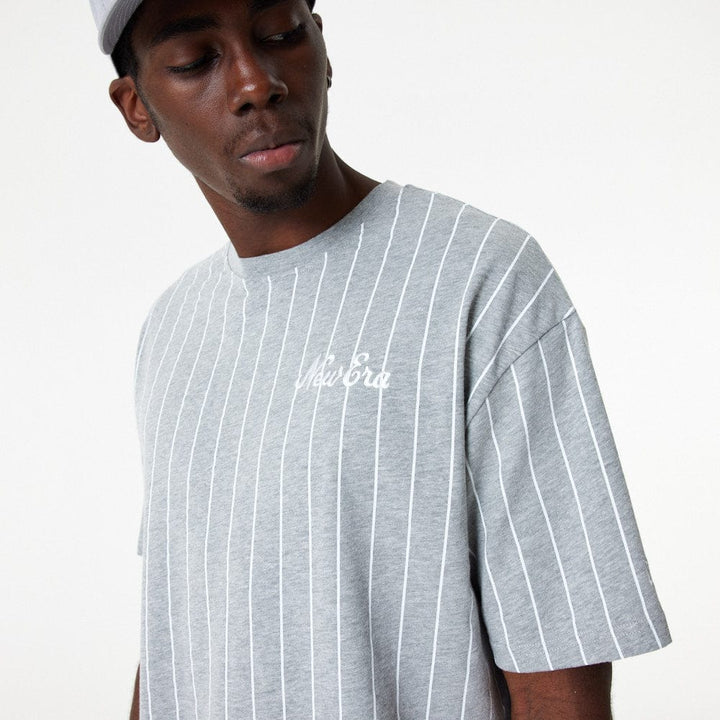 New Era Pinstripe Over Size New Era Heather Grey/White - LOKK