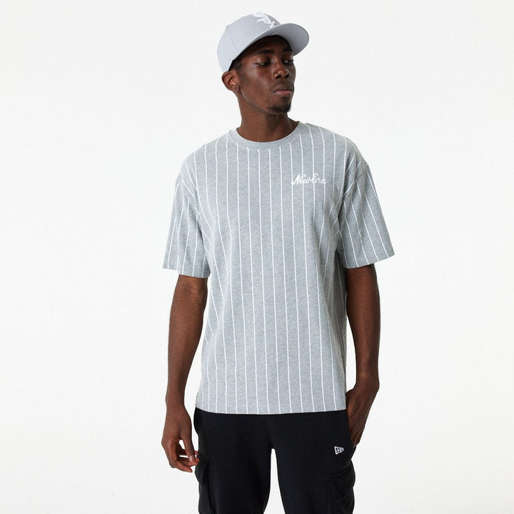 New Era Pinstripe Over Size New Era Heather Grey/White - LOKK