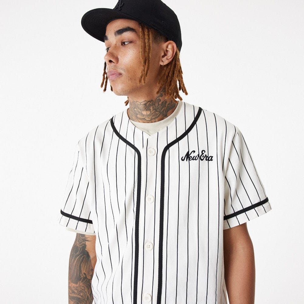 New Era Pinstripe Jersey  Off White/Black - LOKK