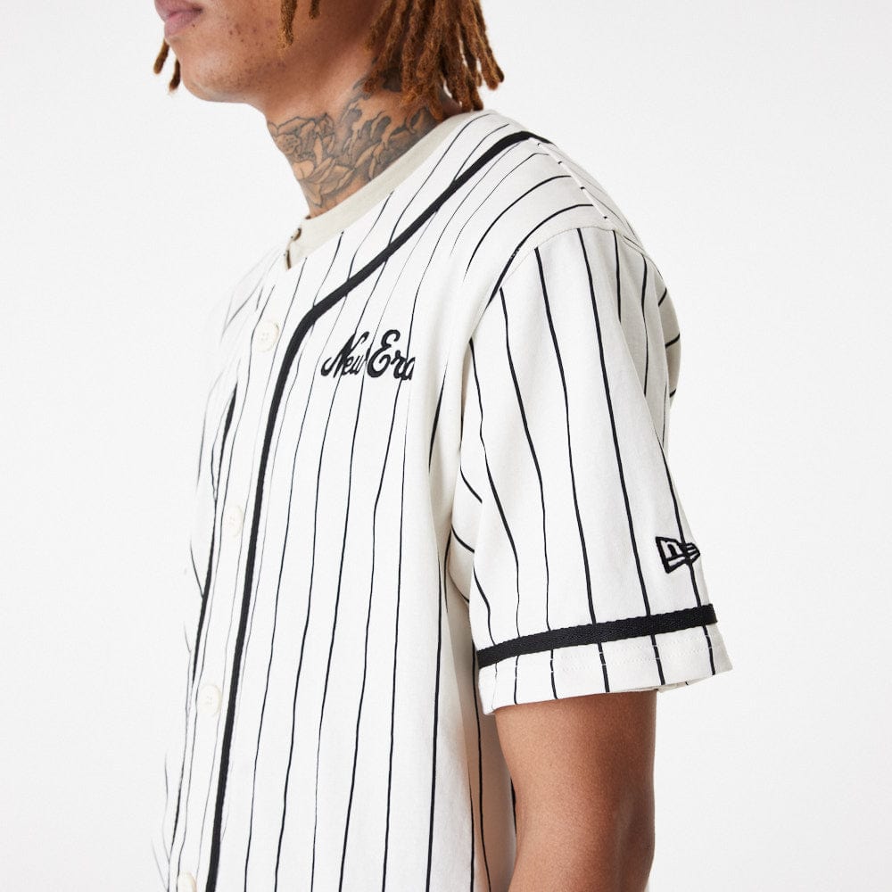 New Era Pinstripe Jersey  Off White/Black - LOKK