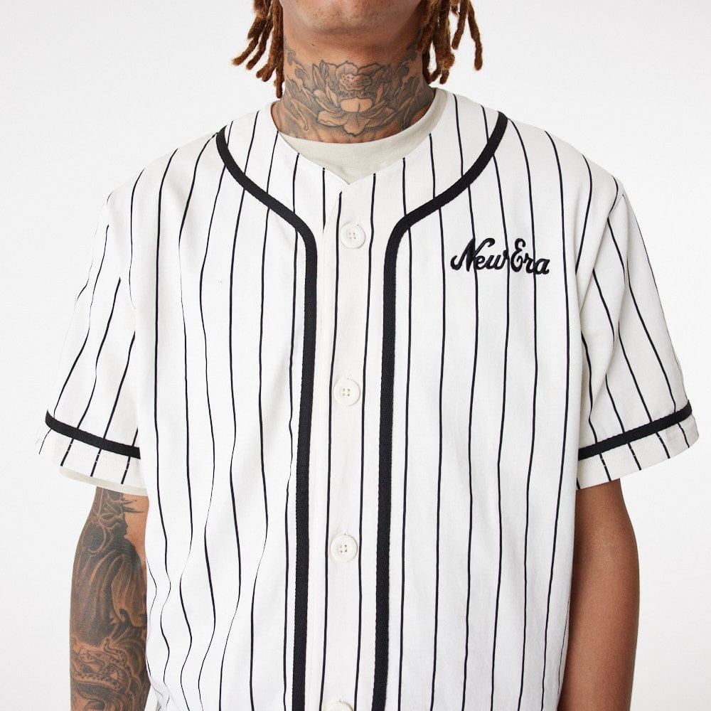 New Era Pinstripe Jersey  Off White/Black - LOKK