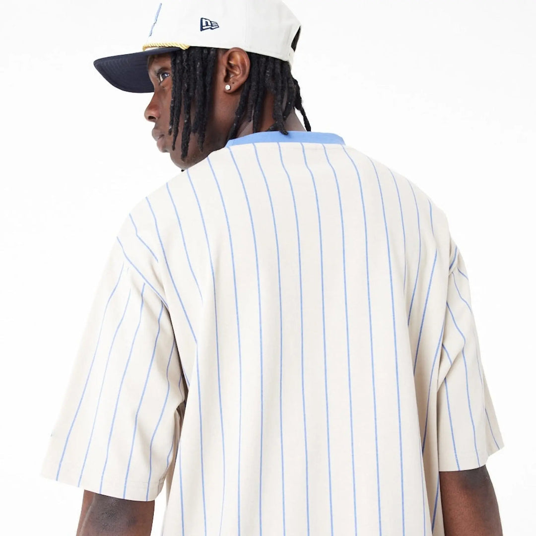 Ne Pinstripe Overs Sized Tee New Era White/Copen Blue - LOKK