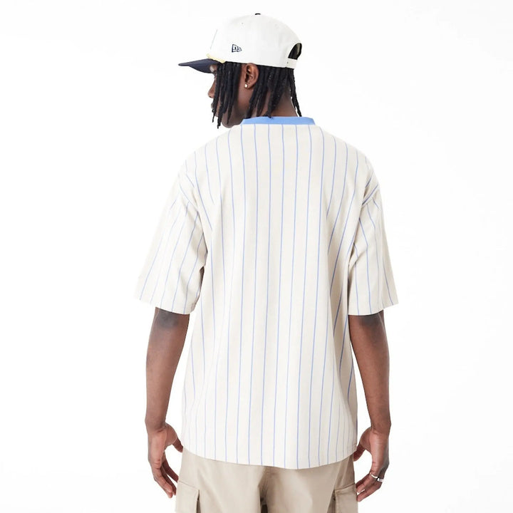 Ne Pinstripe Overs Sized Tee New Era White/Copen Blue - LOKK