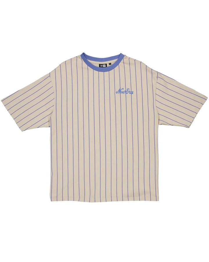 Ne Pinstripe Overs Sized Tee New Era White/Copen Blue - LOKK