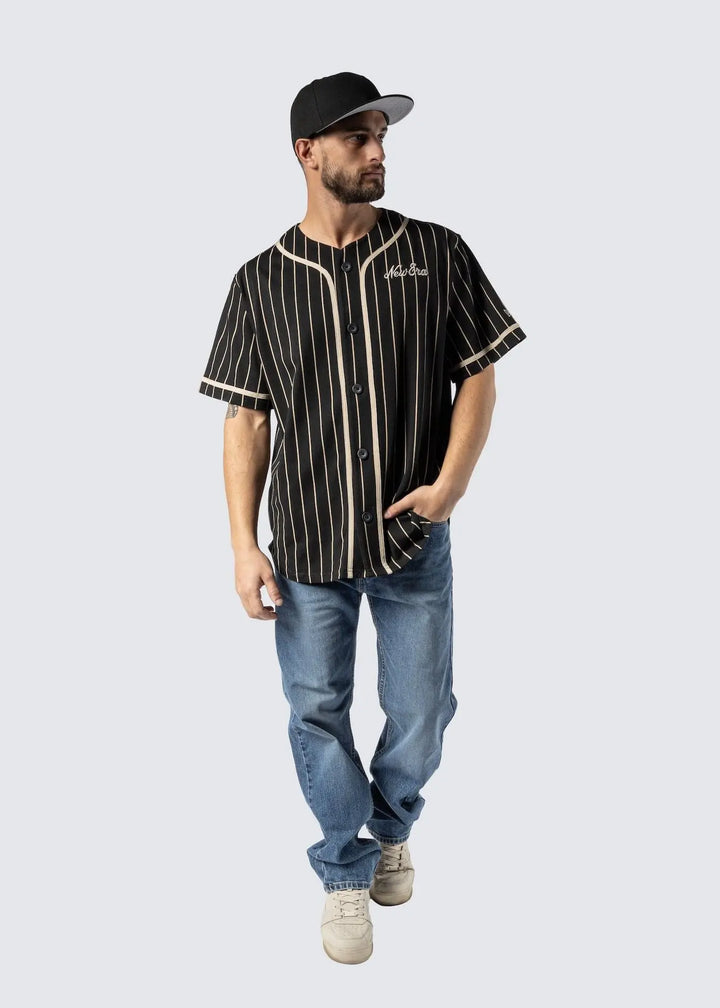 New Era Pinstripe Jersey New Era Black/Stone - LOKK