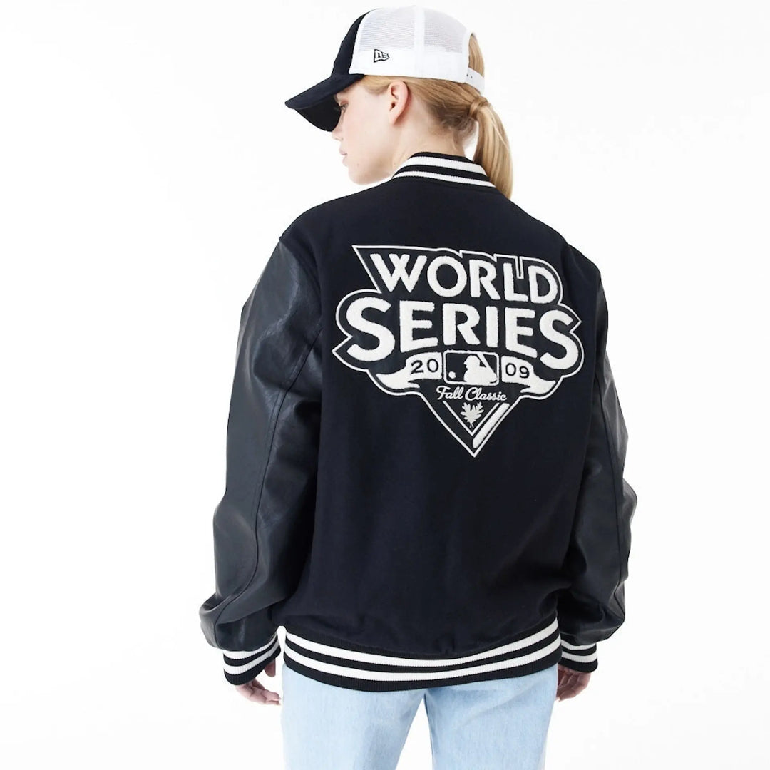 MLB World Series Varsity Jacket Black/Off White - LOKK