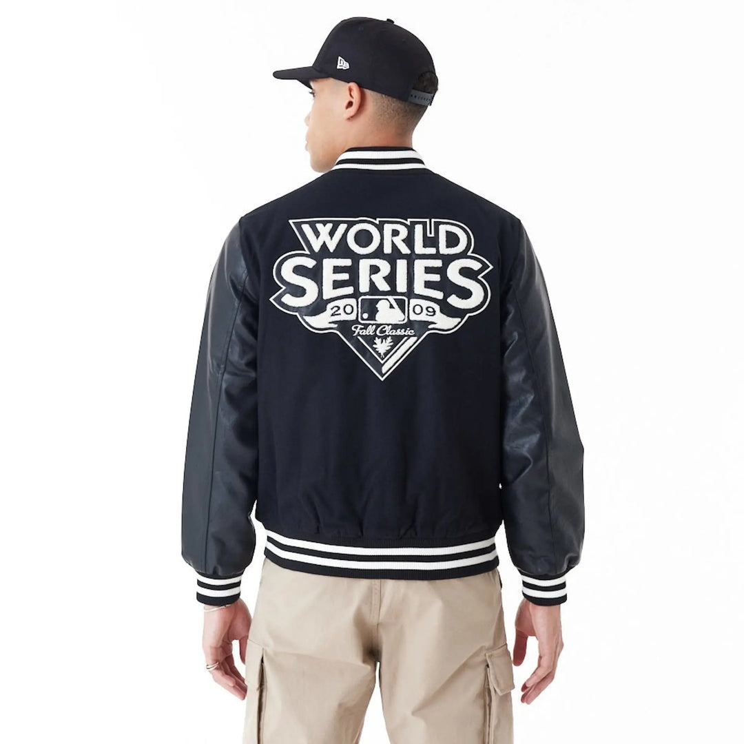 MLB World Series Varsity Jacket Black/Off White - LOKK