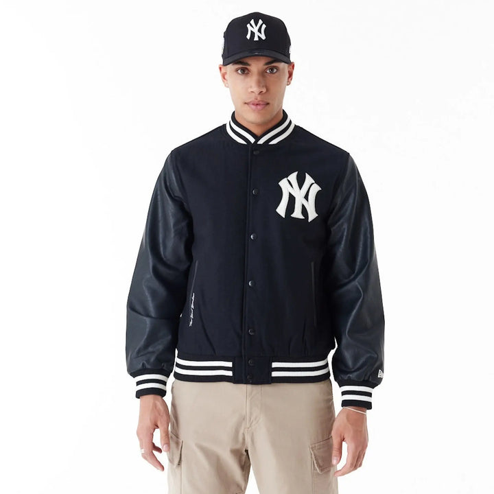 MLB World Series Varsity Jacket Black/Off White - LOKK