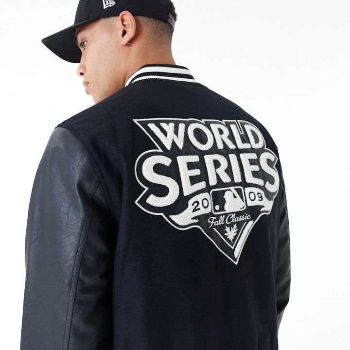 MLB World Series Varsity Jacket Black/Off White - LOKK