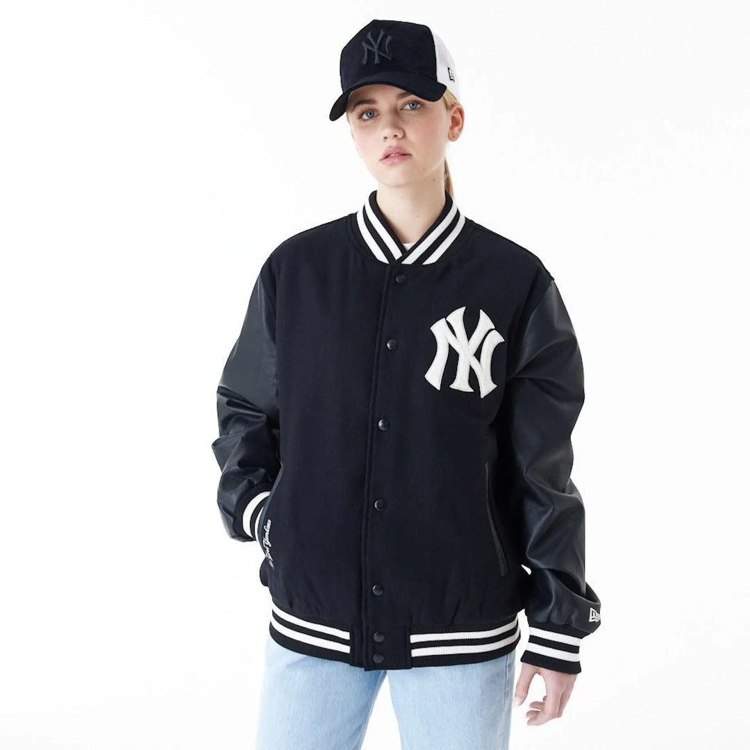 MLB World Series Varsity Jacket Black/Off White - LOKK