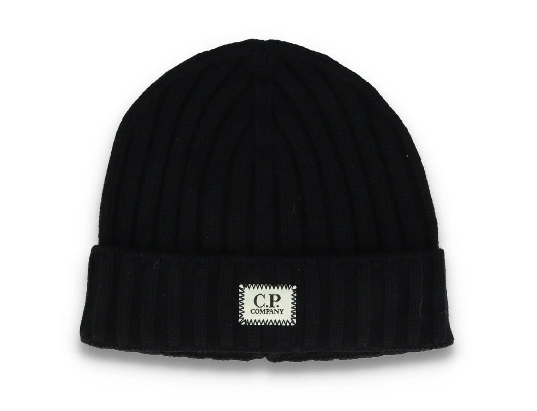 C.P. Company Logo Beanie - Total Eclipse Merino Wool - LOKK