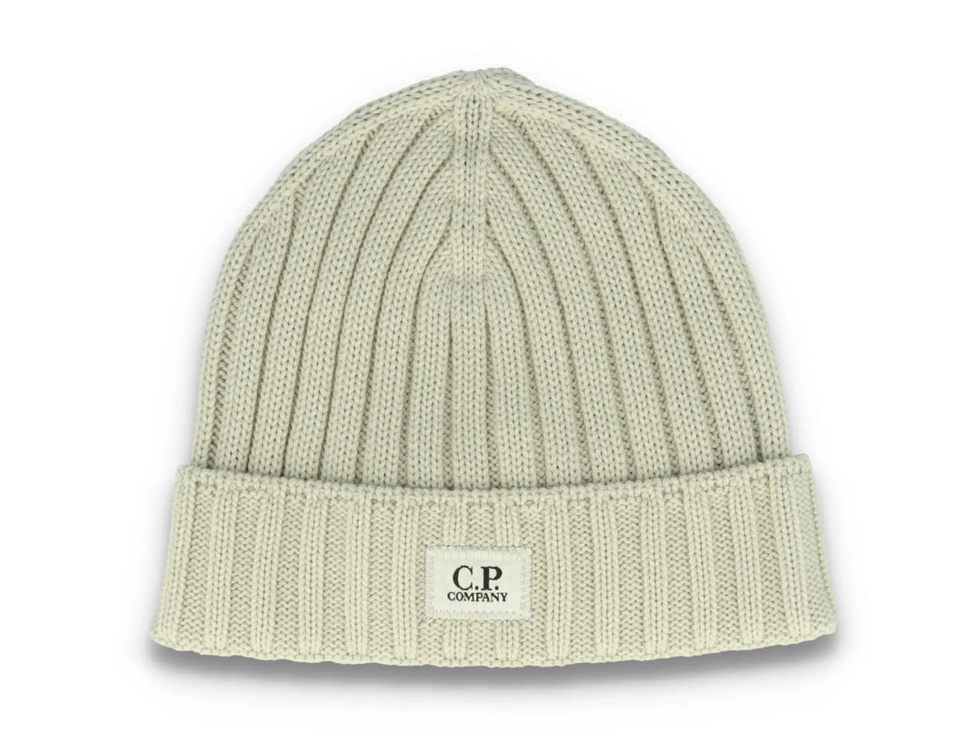 C.P. Company Logo Beanie - Light Grey Merino Wool - LOKK