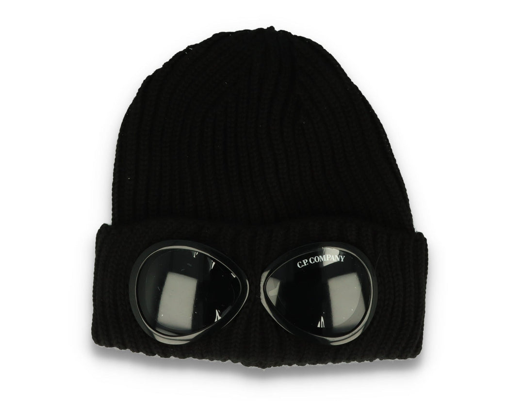 C.P. Company Goggle Beanie Hat - Black Merino Wool - LOKK