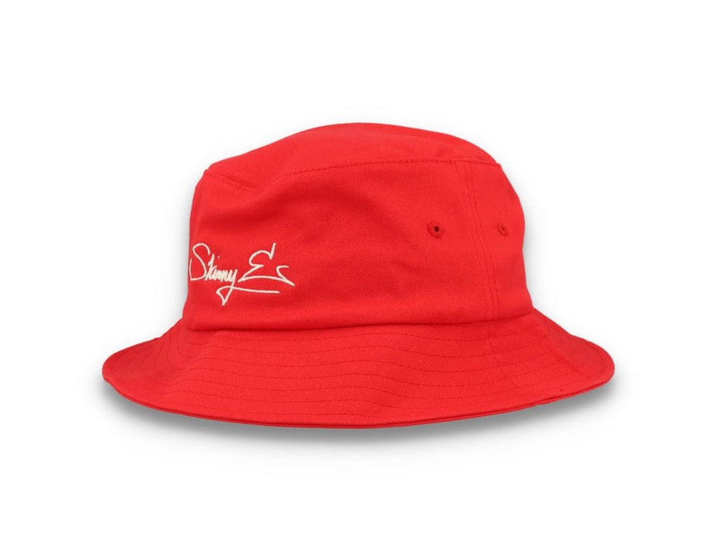 Skinny E Bucket Hat Red/White - LOKK