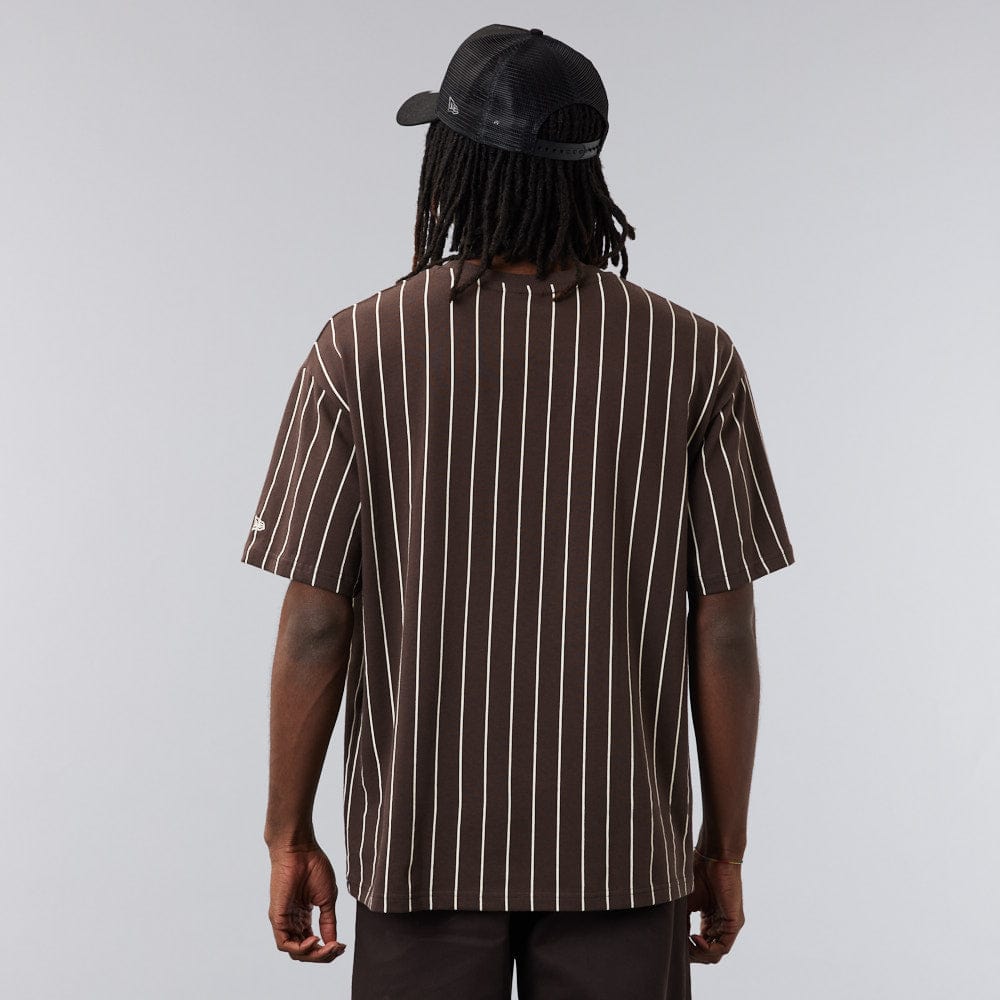Tee Oversized Pinstripe Brown/Stone - LOKK