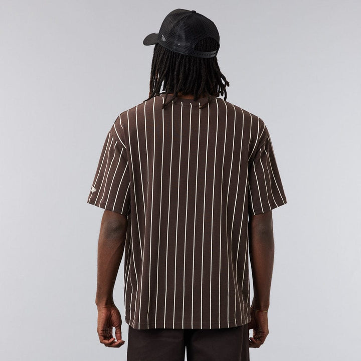 Tee Oversized Pinstripe Brown/Stone - LOKK