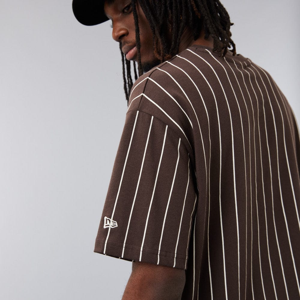 Tee Oversized Pinstripe Brown/Stone - LOKK