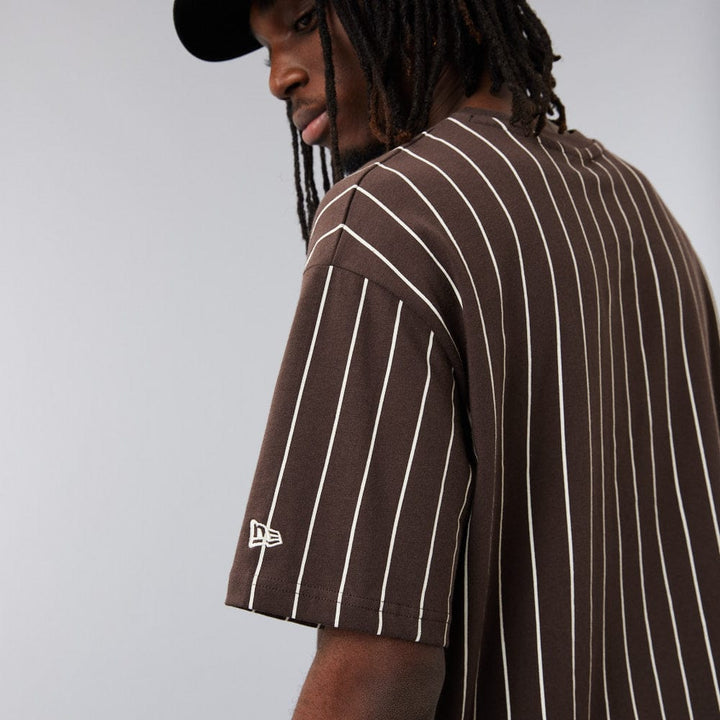 Tee Oversized Pinstripe Brown/Stone - LOKK