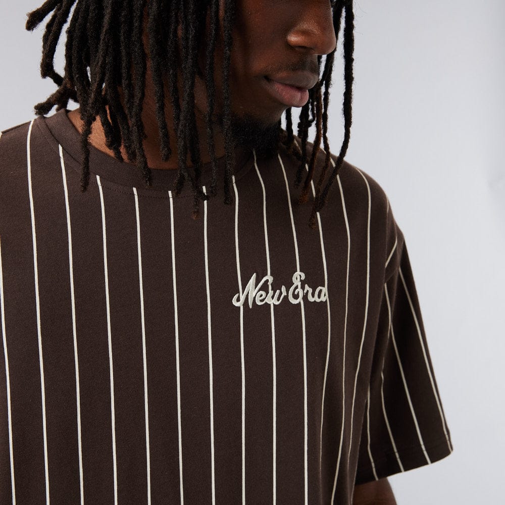 Tee Oversized Pinstripe Brown/Stone - LOKK