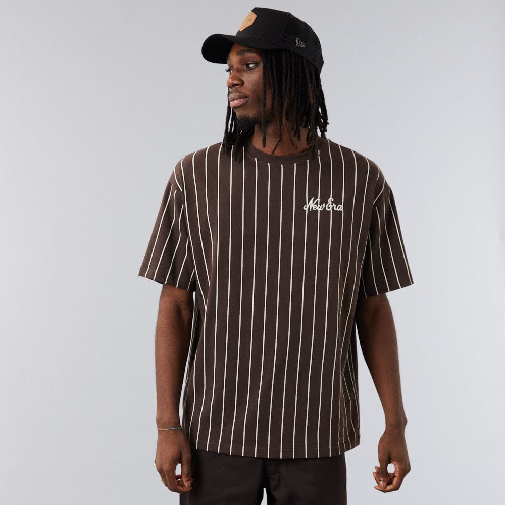 Tee Oversized Pinstripe Brown/Stone - LOKK