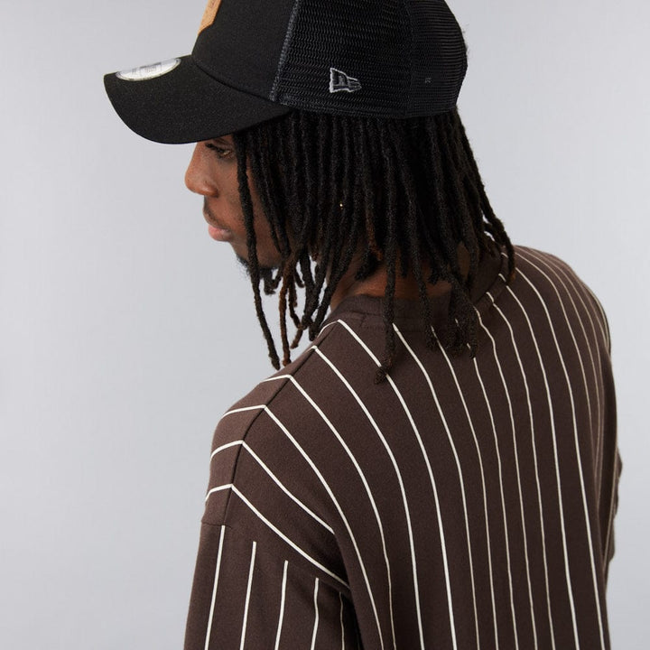 Tee Oversized Pinstripe Brown/Stone - LOKK