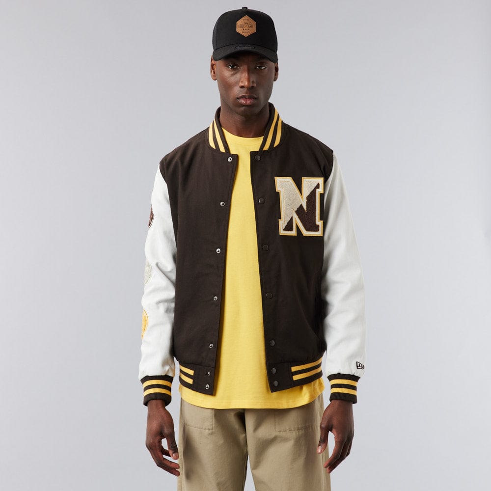 Heritage Varsity Jacket Brown/Off-White - LOKK