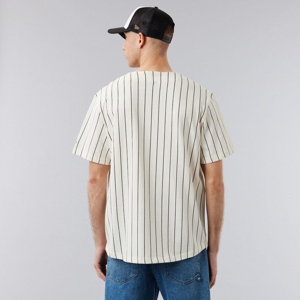 Baseball Jersey Pinstripe Off-White/Brown - LOKK