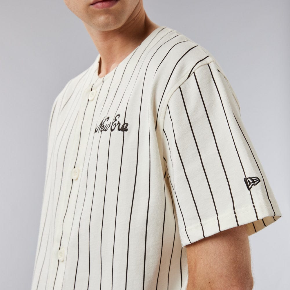 Baseball Jersey Pinstripe Off-White/Brown - LOKK