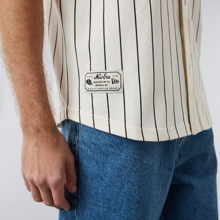 Baseball Jersey Pinstripe Off-White/Brown - LOKK