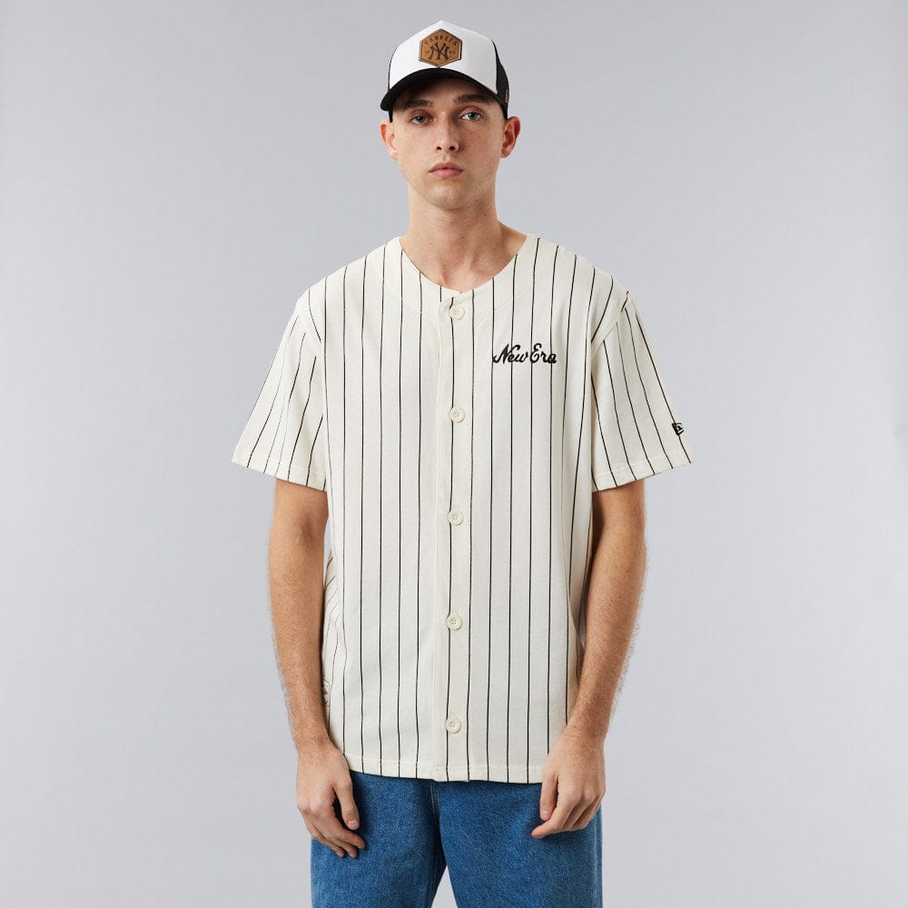 Baseball Jersey Pinstripe Off-White/Brown - LOKK