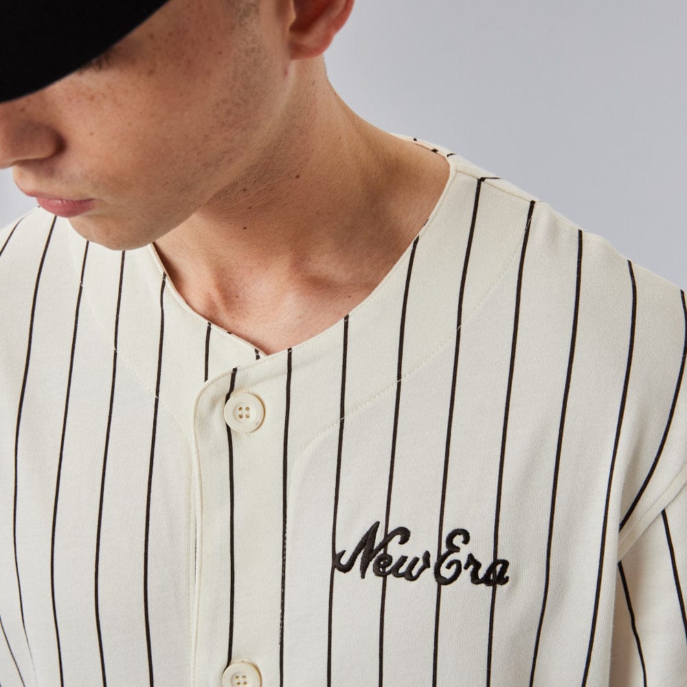 Baseball Jersey Pinstripe Off-White/Brown - LOKK