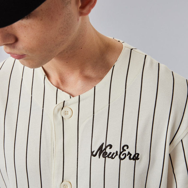 Baseball Jersey Pinstripe Off-White/Brown - LOKK