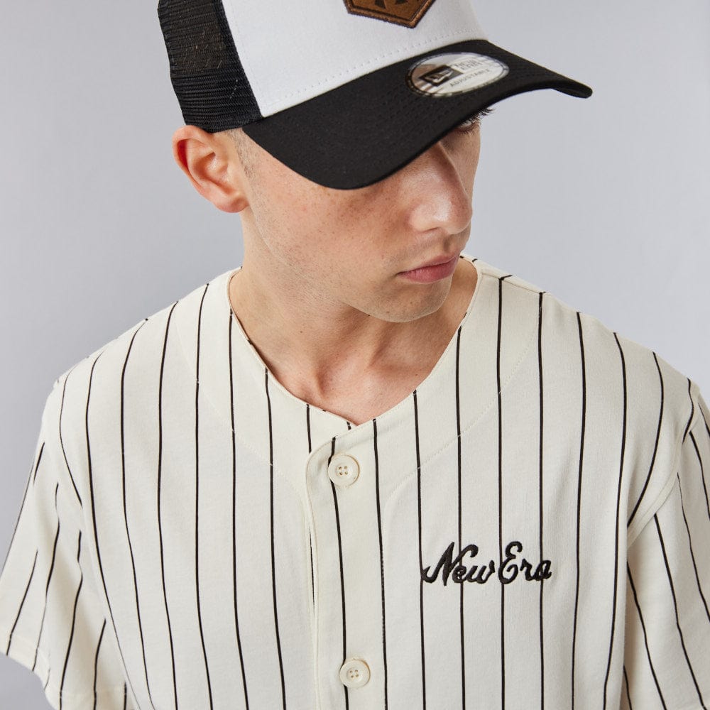 Baseball Jersey Pinstripe Off-White/Brown - LOKK