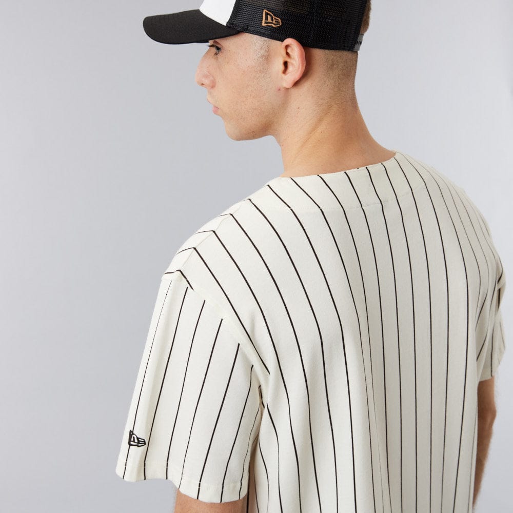 Baseball Jersey Pinstripe Off-White/Brown - LOKK
