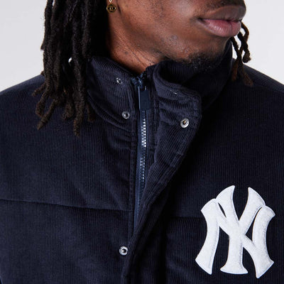 MLB Cord Puffer Jacket New York Yankees Navy/White